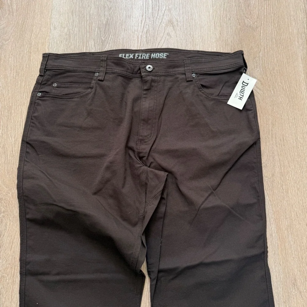 Duluth Trading Flex Fire Hose Pants Mens 40x30 Brown Slim Fit 5-Pocket Workwear